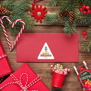 Adesivo Triangular Férias de Natal bonitas e rudolf