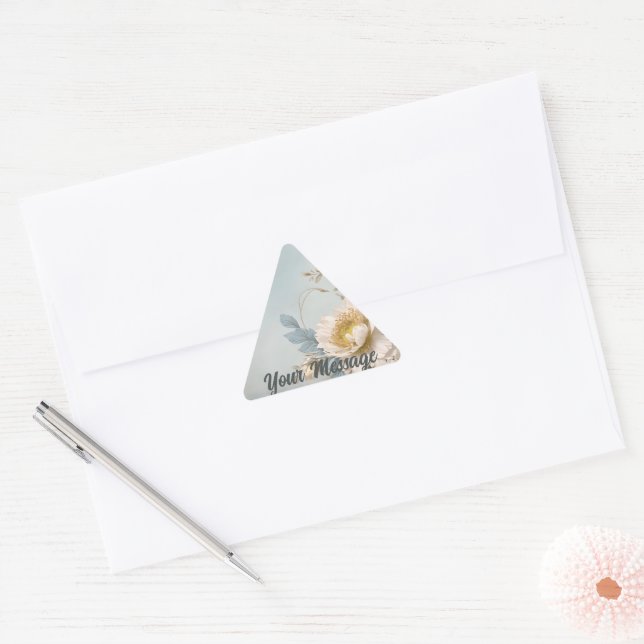 Adesivo Triangular Festa de aniversário Floral Azul Elegante (Envelope)