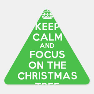 Adesivo Triangular Fique calmo e concentre-se na árvore de Natal, eng