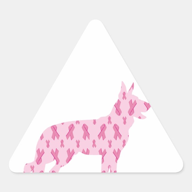 Adesivo Triangular Fitas de Cancer rosa german shepherd (Frente)