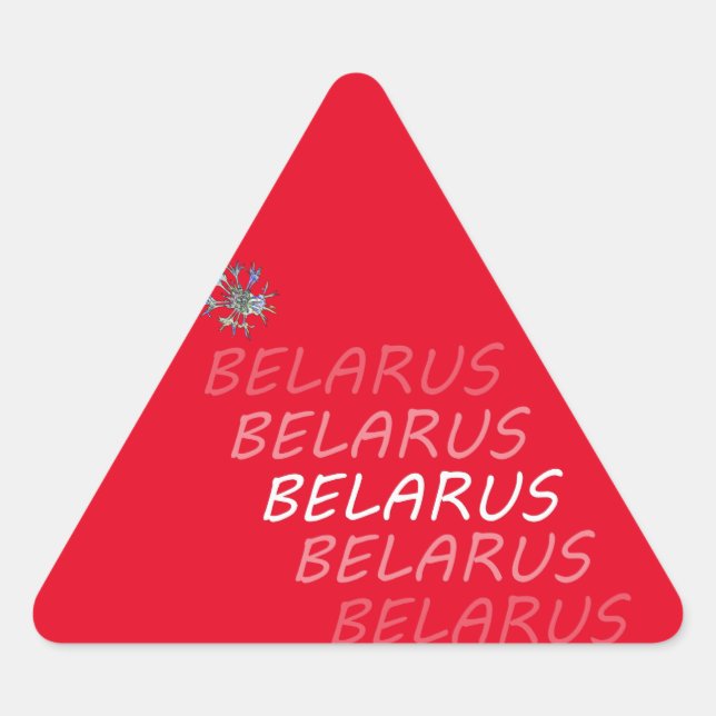 Adesivo Triangular Flor Nacional do Corno da Bielorrússia (Frente)