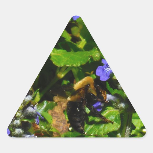 Adesivo Triangular Flor Roxo e Abelhas (Frente)