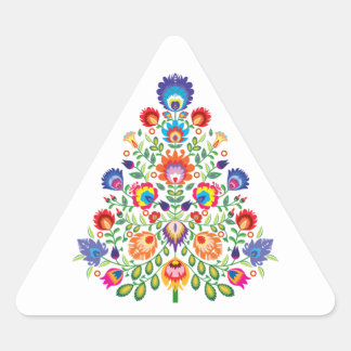 Adesivo Triangular Florais Encantados: Uma Tapeçaria Yuletide de Folc