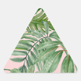 Adesivo Triangular Floral Tropical de Folha Rosa Simples Folha de Pal