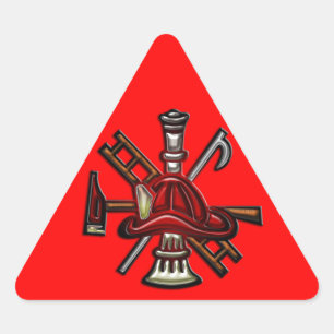 Adesivo Triangular Fogo do sapador-bombeiro e emblema do departamento