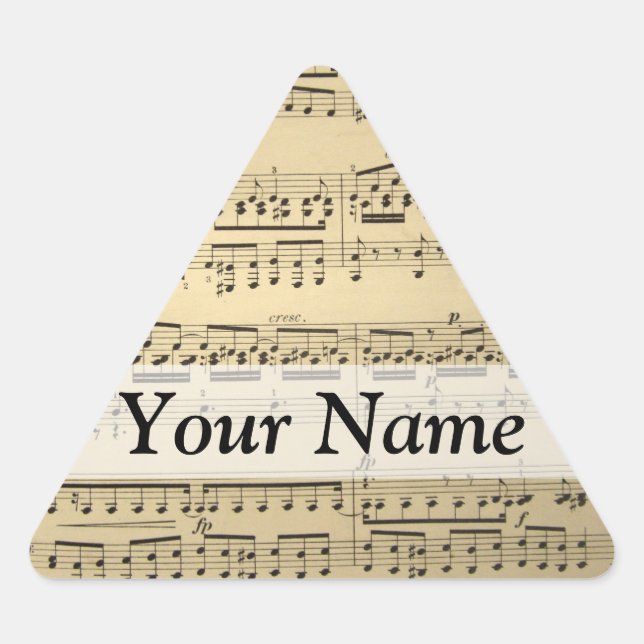 Adesivo Triangular Folha de Música Vintage (Frente)