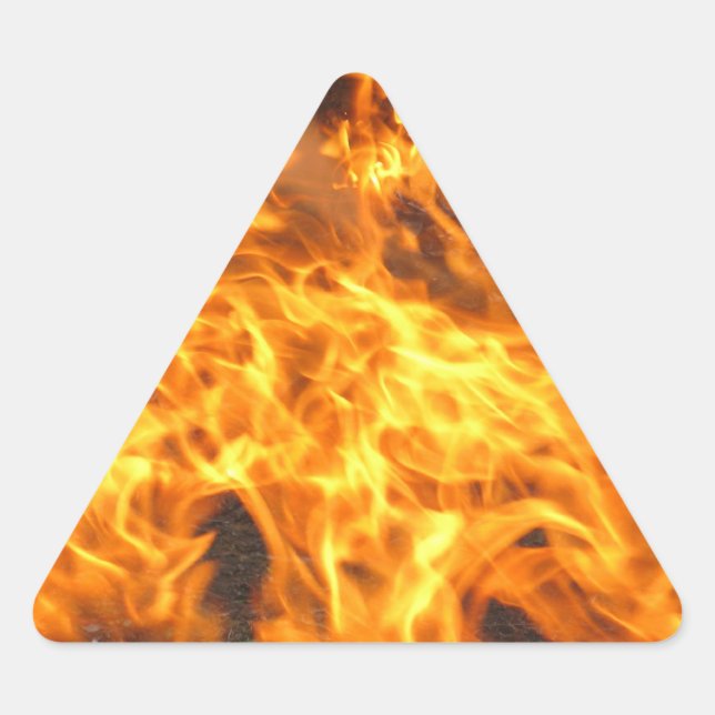 Adesivo Triangular Foto de abstrato Fire com Chamas Laranja Amarelas (Frente)
