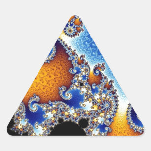 Adesivo Triangular Fractal espiral dobro azul de Mandelbrot