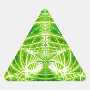 Adesivo Triangular Fractal verde da folha do pote