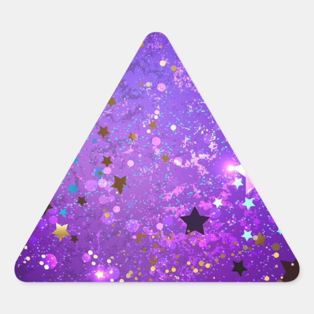 Adesivo Triangular Fundo de folhas roxas com estrelas (Frente)
