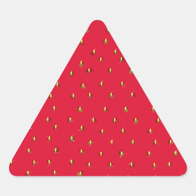 Adesivo Triangular Fundo engraçado de morango vermelho (Frente)