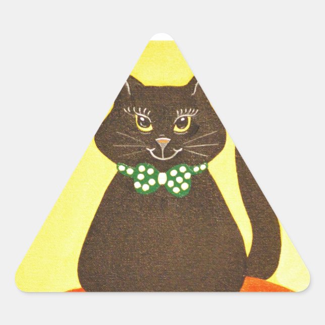 Adesivo Triangular Gatinho de Gatinho Halloween (Frente)