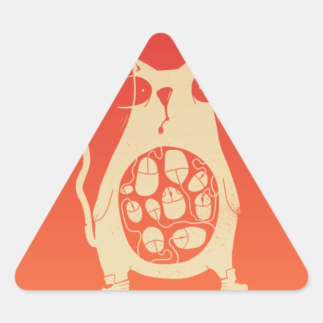 Adesivo Triangular Gato com fome está com fome (Frente)