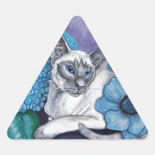 Adesivo Triangular Gato Siamese de ponto azul