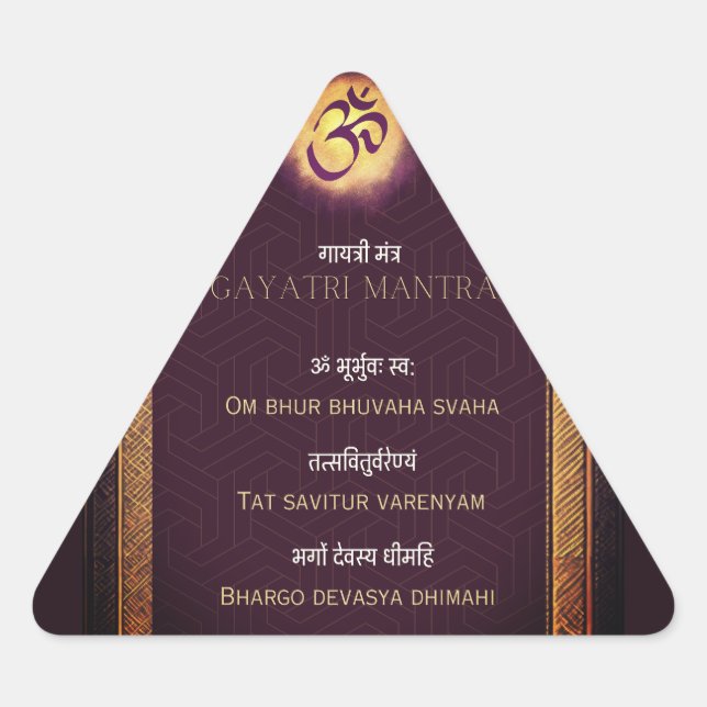 Adesivo Triangular Gayatri Mantra Sanskrit e Inglês (Frente)
