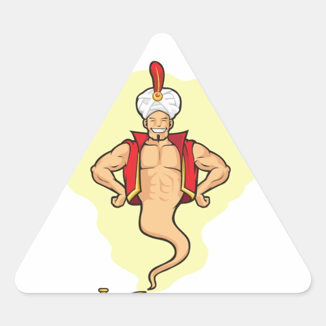 Adesivo Triangular Genie aparece da lâmpada mágica (Frente)