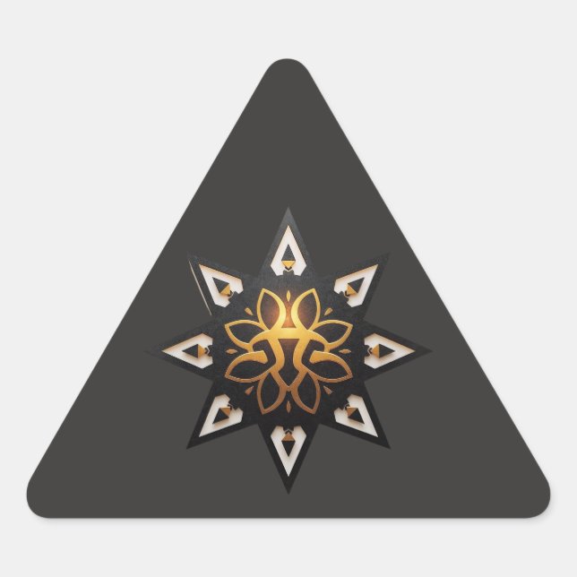 Adesivo Triangular 🌟 Geometria Sagrada Mandala - Ouro Star (Frente)