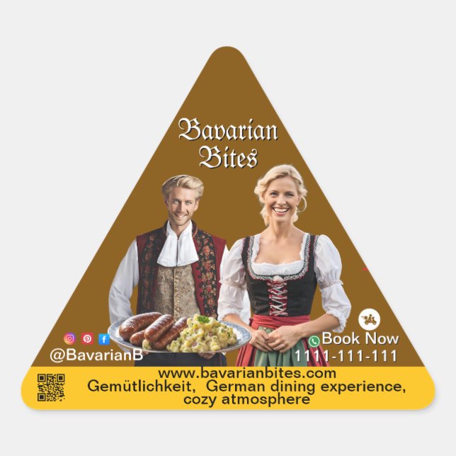 Adesivo Triangular German Bavarian Restaurants Food Lovers (Frente)