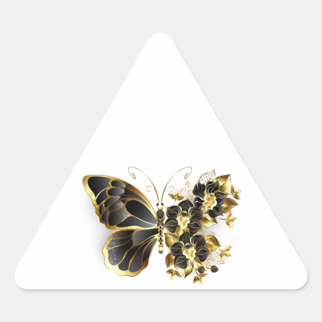 Adesivo Triangular Gold Flower Butterfly with Black Orchid (Frente)