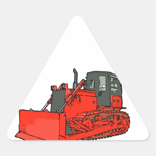 Adesivo Triangular Grande Bulldozer Vermelho (Frente)