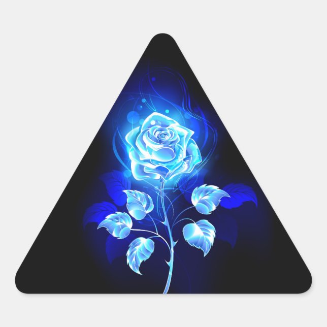 Adesivo Triangular Gravação de Rosa Azul (Frente)