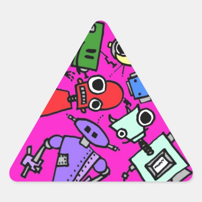 Adesivo Triangular Grupo de robôs 5 (Frente)