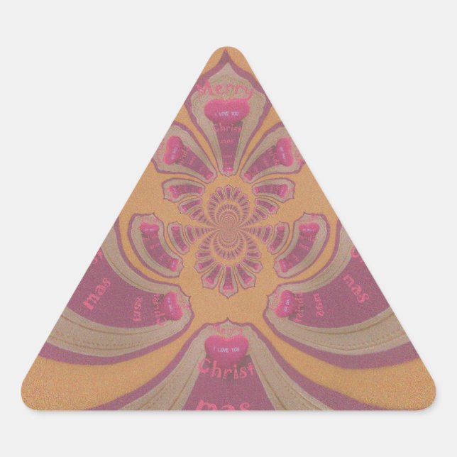 Adesivo Triangular Hakuna Matata Feliz design de corações de Natal (Frente)