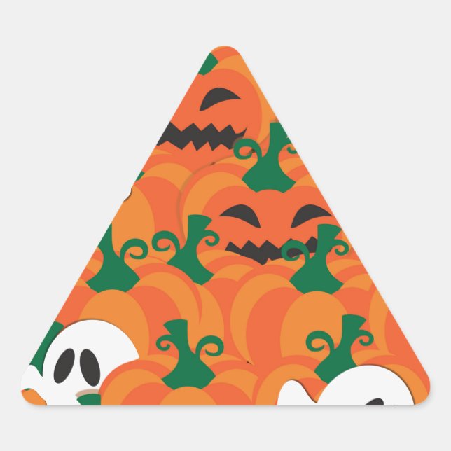 Adesivo Triangular Halloween Fantasmas Assombrados Pumpkin Patch (Frente)