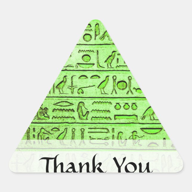 Adesivo Triangular Hieróglifos Egípcios Antigos Verdes (Frente)