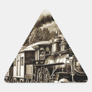 Adesivo Triangular História da locomotiva com motor a vapor