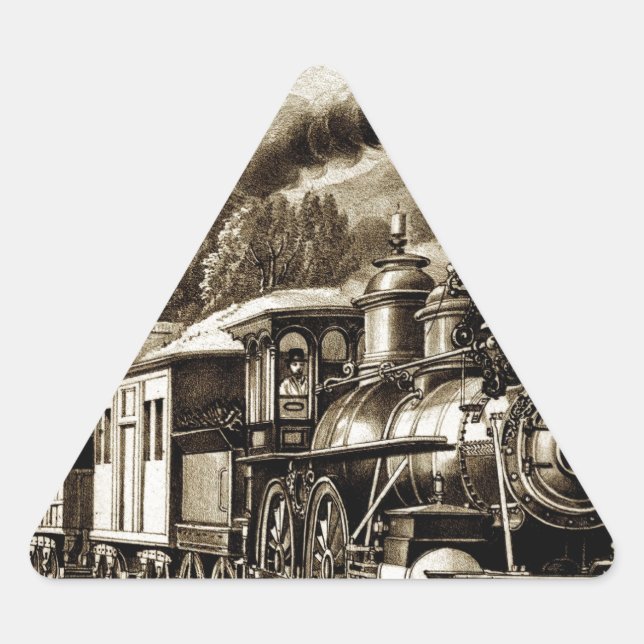 Adesivo Triangular História da locomotiva com motor a vapor (Frente)