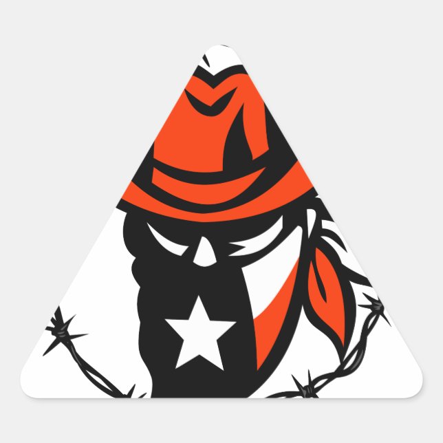 Adesivo Triangular Ícone de Fio Texan Outlaw Texas Flag Barb (Frente)