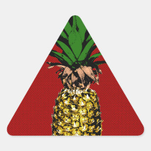 Adesivo Triangular Imagem de Newsprint do Pineapple