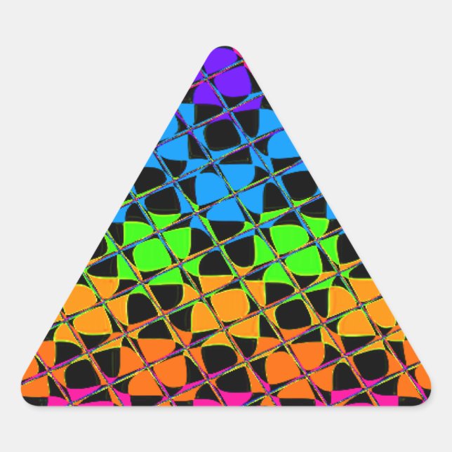 Adesivo Triangular Imagem espelhada de xadrez multicolorido arco-íris (Frente)