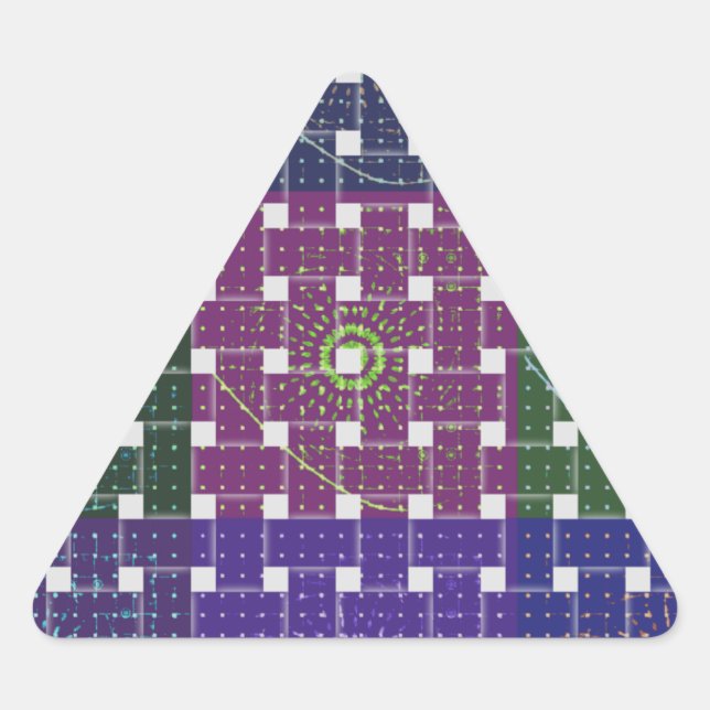 Adesivo Triangular Impressão Artística Azul e Roxa Xadrez (Frente)