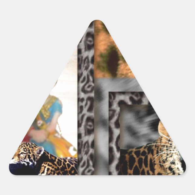Adesivo Triangular Impressão artística de tigre e casal (Frente)