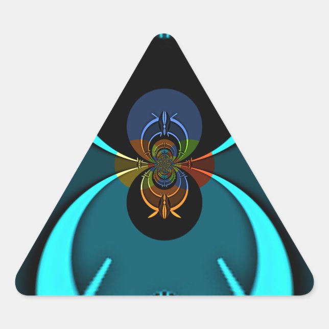 Adesivo Triangular Impressão de Arte Abstrata Ciano (Frente)