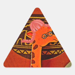 Adesivo Triangular Impressão de Arte de Chapéu de Girafa