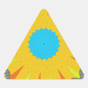 Adesivo Triangular Impressão de Arte de Mandala Ciano e Dourado