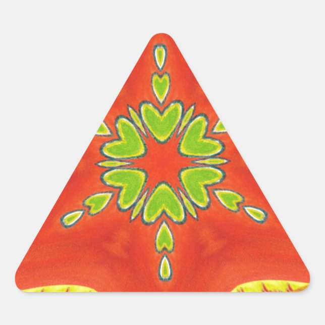 Adesivo Triangular Impressão de Arte de Mandala Verde Dourado Vermelh (Frente)