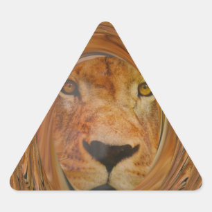 Adesivo Triangular Impressão de Arte de Safari de Leão Abstrato