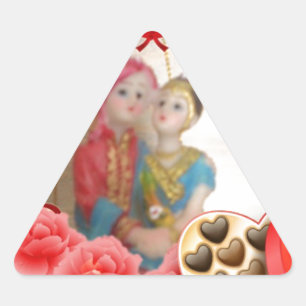 Adesivo Triangular Impressão de Arte Romântica do Coração do Amor