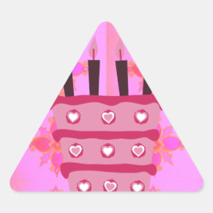 Adesivo Triangular Impressão de Bolo de Bolo Rosa