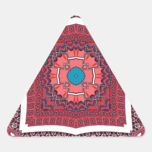 Adesivo Triangular Impressão de Padrão de Cultura Sindhi Tradicional