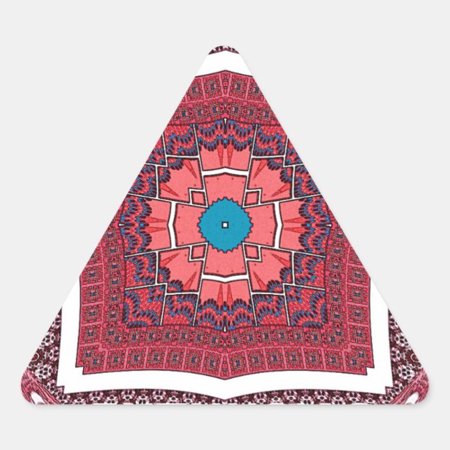 Adesivo Triangular Impressão de Padrão de Cultura Sindhi Tradicional (Frente)