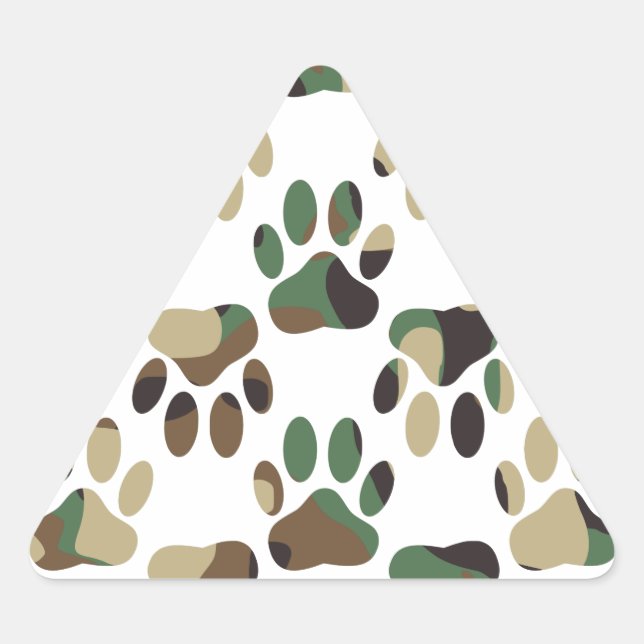Adesivo Triangular Impressão de Pata de Cachorro Padrão da Camo (Frente)