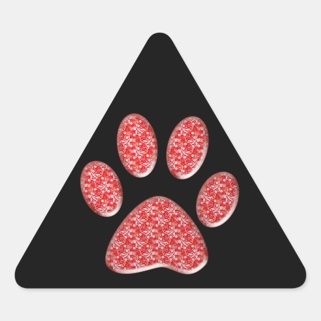 Adesivo Triangular impressão de pata de gatinho vermelho (Frente)