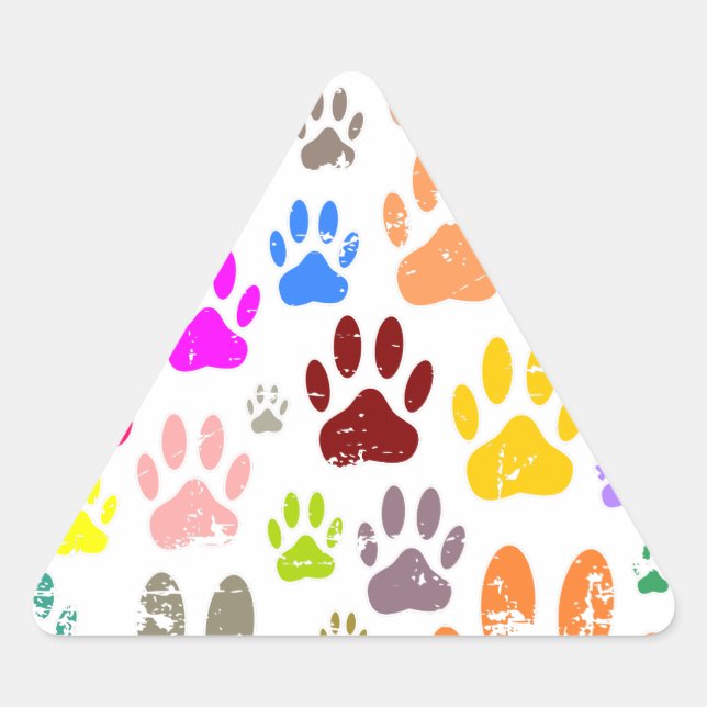 Adesivo Triangular Impressões Coloridas Coloridas de Pata de Cachorro (Frente)