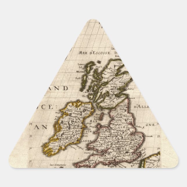 Adesivo Triangular Isles Britaniques - 1700 Nicolas Fils Sanson Map (Frente)