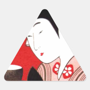 Adesivo Triangular Japonesa Lady Tea Servindo Cerimonia Art Impressão